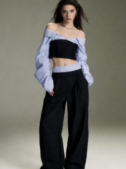 Pansy Striped Set – Black