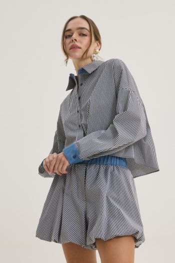 Checked Balloon Shorts – Black - Image 2