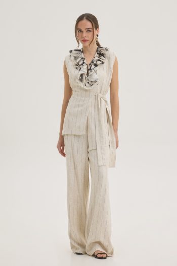 Georgina Belted Vest – Beige - Image 3