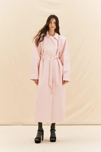 Vassia Leather Trench Coat – Pink - Image 3