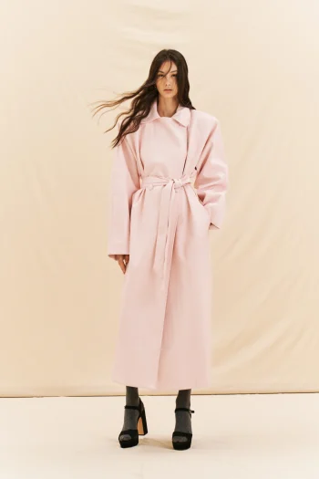 Vassia Leather Trench Coat – Pink