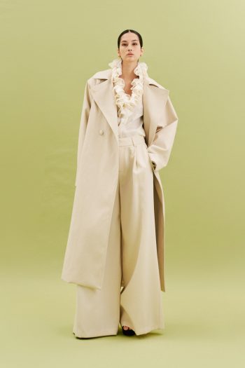 Vassia Leather Trench Coat – Cream - Image 3