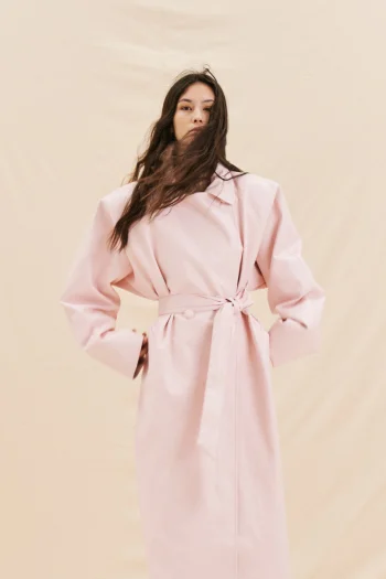Vassia Leather Trench Coat – Pink - Image 4