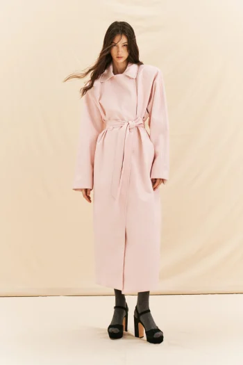 Vassia Leather Trench Coat – Pink - Image 2