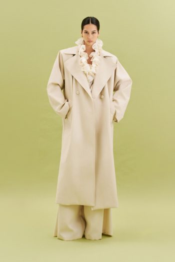 Vassia Leather Trench Coat – Cream - Image 4