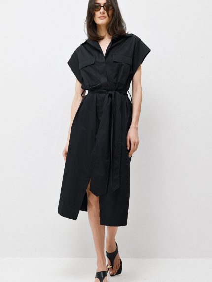 Amelia Belted Dress – Black