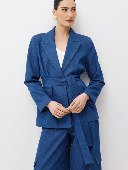 Luisa Belted Blazer – Blue
