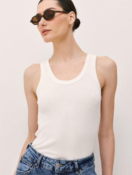 Rib Tank Top – White