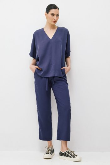 Cupro Blouse Set – Blue - Image 3