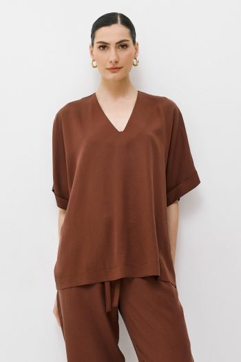 Cupro Blouse Set – Brown - Image 2