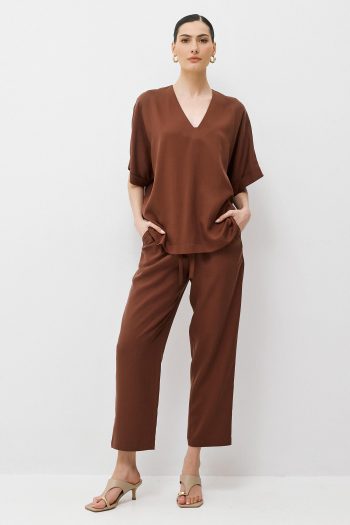 Cupro Blouse Set – Brown