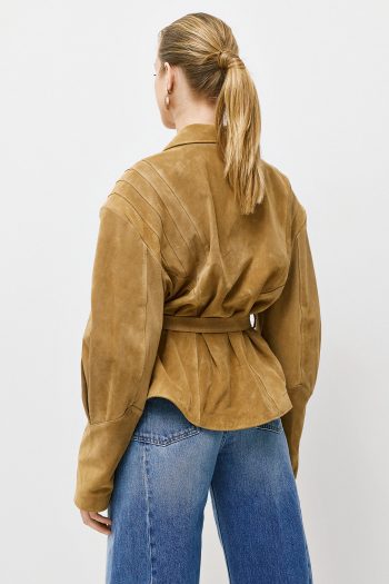 Suede Belted Jacket – Camel - Image 6