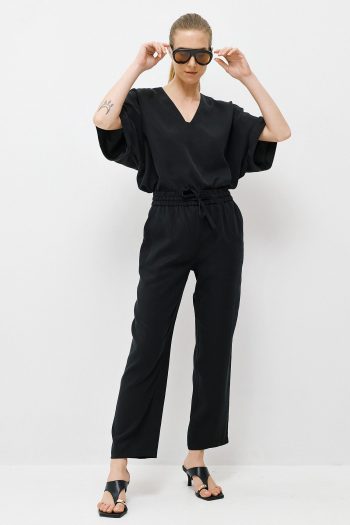 Cupro Blouse Set – Black