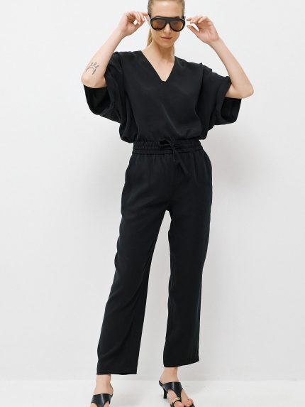 Cupro Blouse Set – Black