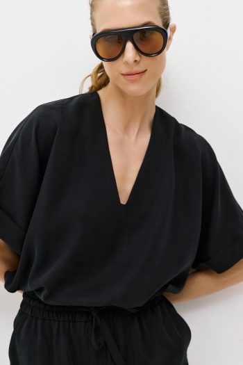 Cupro Blouse Set – Black - Image 2