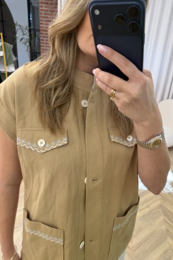 Delia Oversized Vest – Beige - Image 2