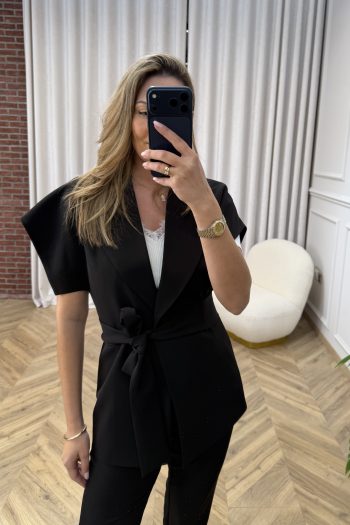 Demi Belted Vest – Black