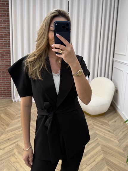 Demi Belted Vest – Black