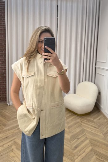 Delia Oversized Vest – Cream