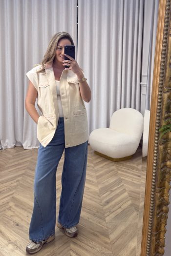 Delia Oversized Vest – Cream - Image 4
