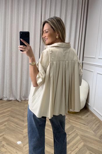 Gala Oversized Shirt – Beige - Image 2