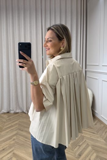 Gala Oversized Shirt – Beige - Image 3