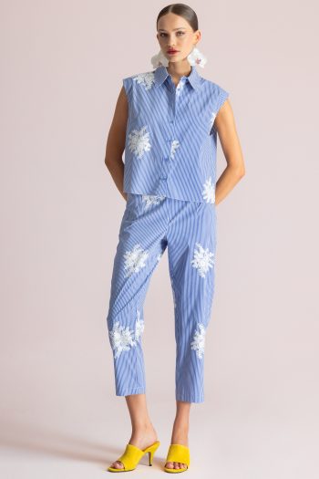 Maya Embroidered Pants – Striped - Image 2