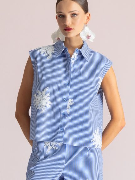 Maya Embroidered Shirt – Striped