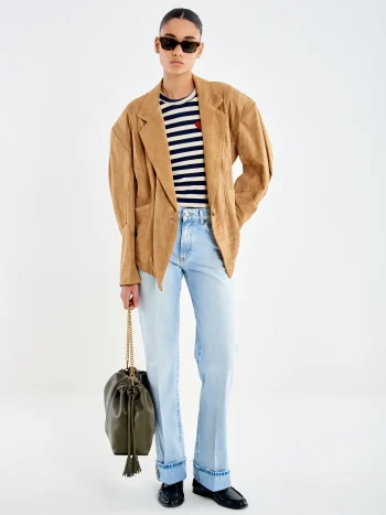 Suede Belted Jacket – Camel - Image 2