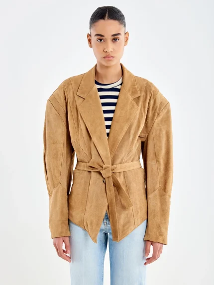 Suede Belted Jacket – Camel