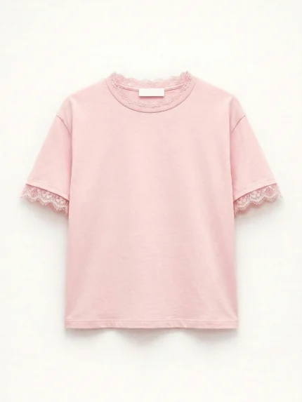 Remi Lace T-shirt – Baby Pink