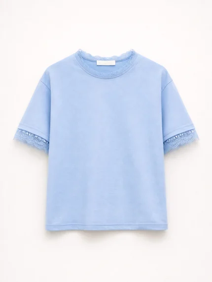 Remi Lace T-shirt – Baby Blue