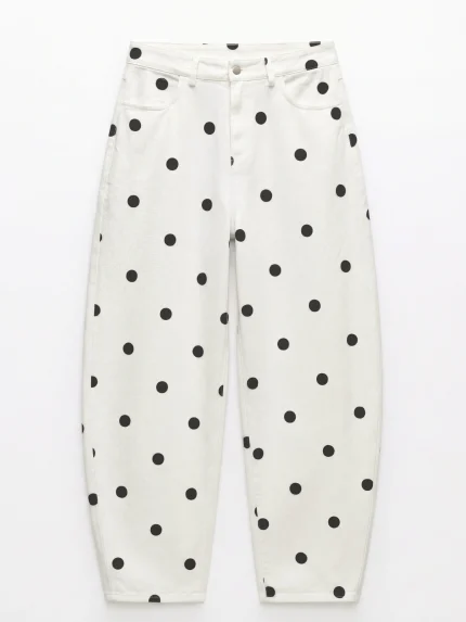 Frankie Dot Denim Pants – White