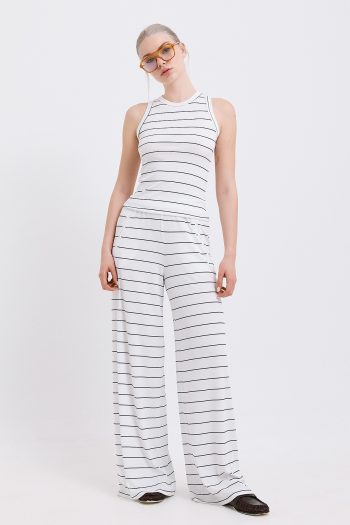 Striped Rib Halterneck Top – White - Image 4