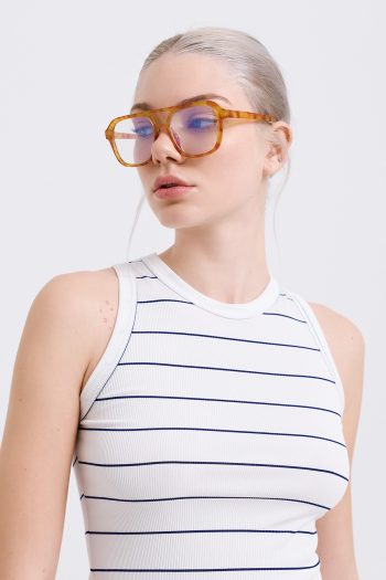 Striped Rib Halterneck Top – White - Image 2