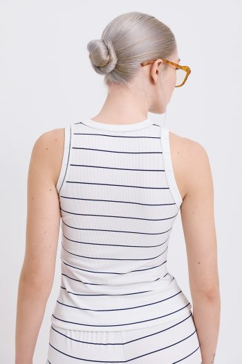 Striped Rib Halterneck Top – White - Image 6