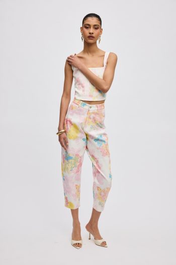 Floral Mist Denim Pants – Print