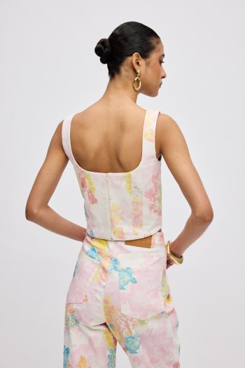 Floral Mist Denim Corset – Print - Image 4