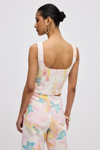 Floral Mist Denim Corset – Print - Image 3