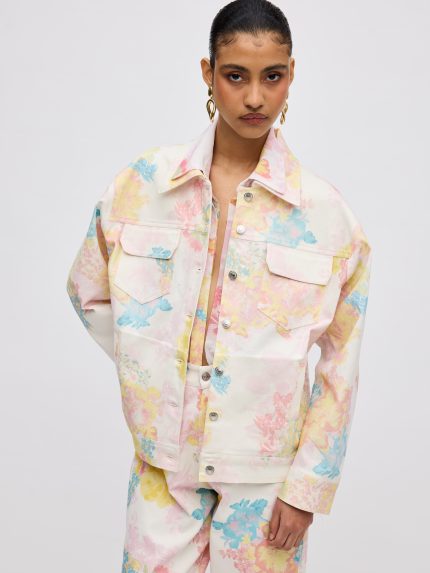 Floral Mist Denim Jacket – Print