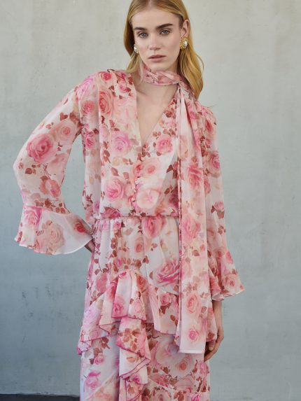 Felinia Shirt with Scarf – Print