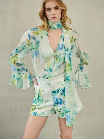 Zayel Shirt with Scarf – Print