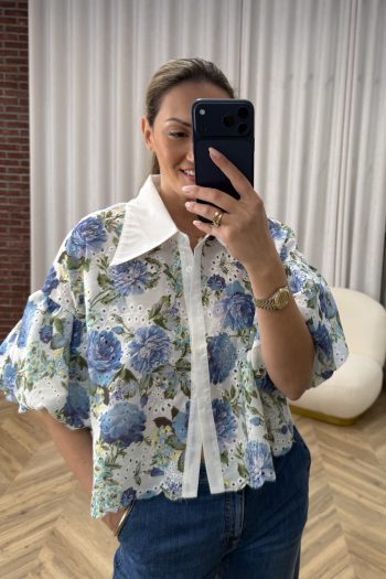 Katie Floral Shirt – Blue