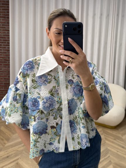 Katie Floral Shirt – Blue