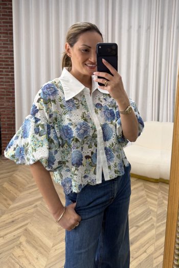 Katie Floral Shirt – Blue - Image 2