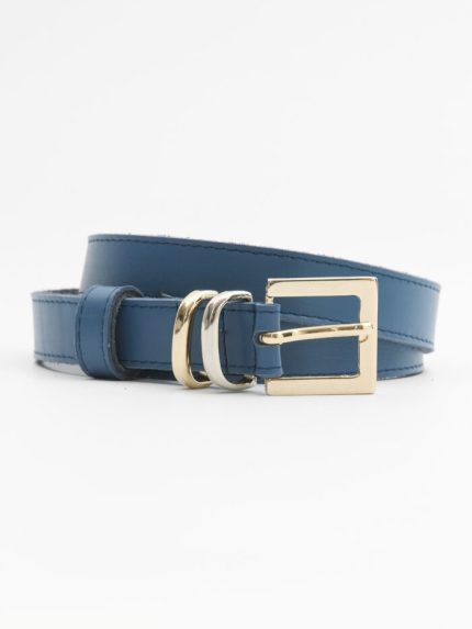 Ellis Leather Belt – Blue