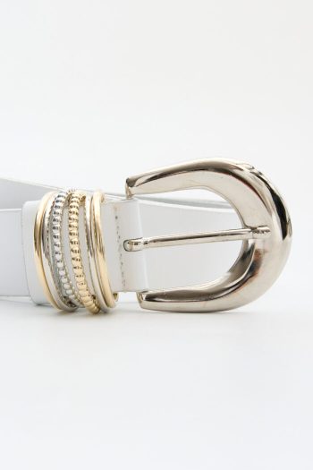 Treasure Leather Belt – White