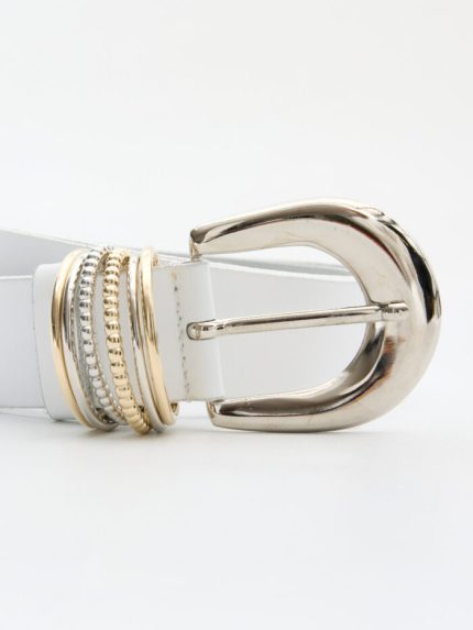 Treasure Leather Belt – White
