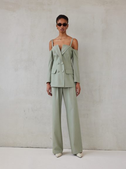 Simone Suit – Olive Striped