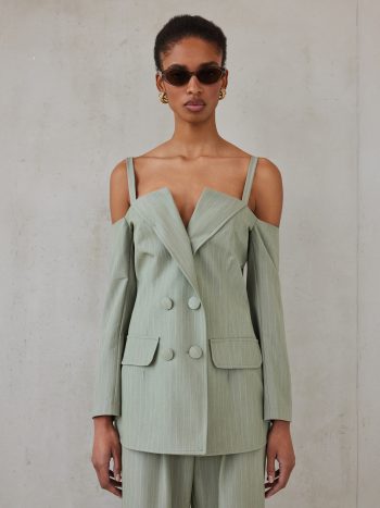 Simone Suit – Olive Striped - Image 2